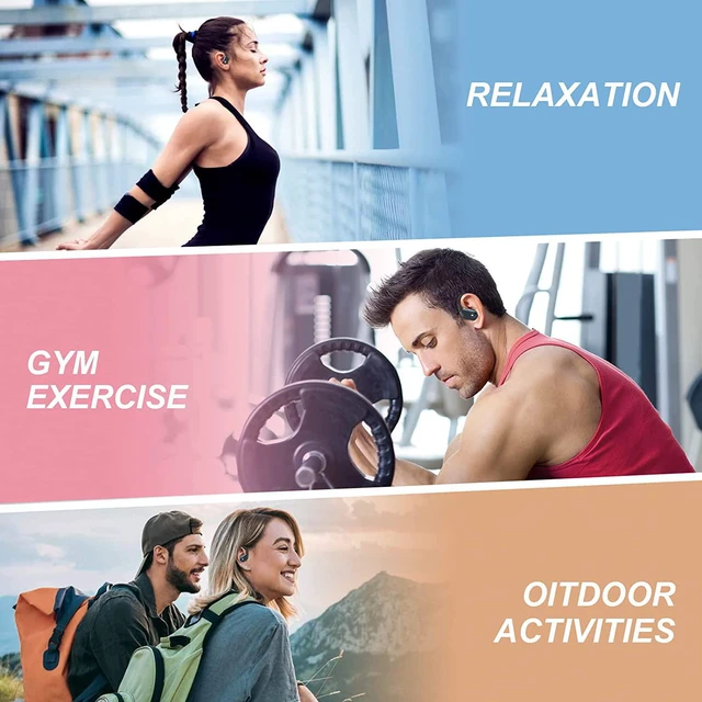 Alt view image 7 of 7 - Noise-Cancelling Ture Wireless Earbuds with LED Battery Display Wireless Charging Case and Earhooks, Bluetooth Headphones 60Hrs Playback, Over Ear Waterproof Bluetooth Headset for Sport Running