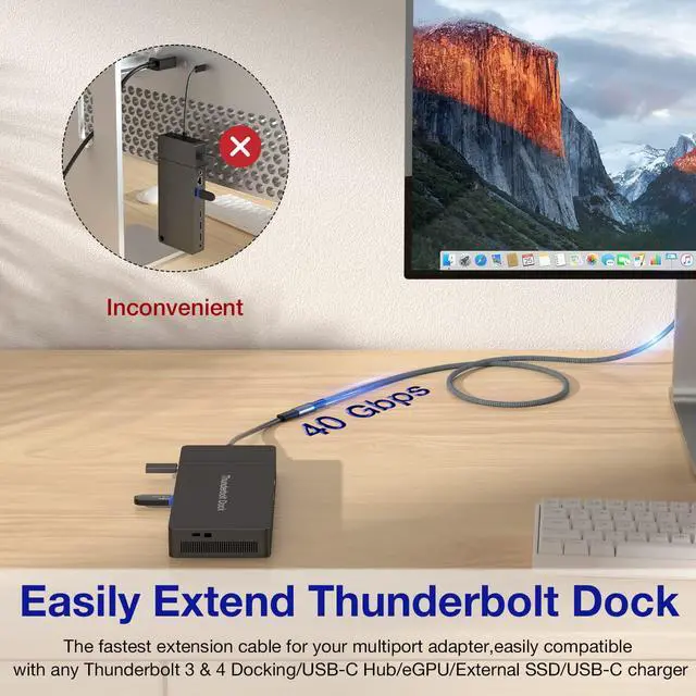 Alt view image 2 of 7 - USB4 Extension Cable 1FT / 0.3M, Thunderbolt 3 & 4 Extension Cable, USB C 4.0 Support PD 100W 20V5A, 40Gbps Transfer, 8K@60Hz, 6K/4K@60Hz Video for Dell/HP, Mac-Book, i-Mac, Dell XPS
