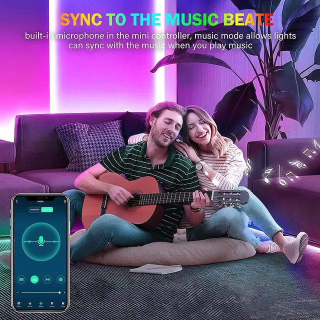 Alt view image 4 of 14 - 66ft / 20M Led Lights for Bedroom, Smart Music Sync LED Strip Lights APP Control with Remote RGB Color Changing Led Lights for Room Kitchen Party Home Decoration