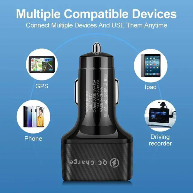 Alt view image 7 of 7 - 6-Port USB Car Charger, QC3.0 Fast Charging 6 USB Car Charger Adapter 15A Smart Shunt Car Phone Charger with Light, Suitable for i-Phone & Android Smartphones
