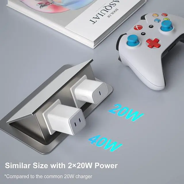 Alt view image 5 of 7 - Dual USB C Fast Charger 40W, Dual 20W Type C Wall Charger Fast Charging Block USB-C Power Adapter Plug Wall Charger Block Compatible i-P-h-o-n-e 14/13/12, i-P-a-d Pro/Air/Mini etc - White