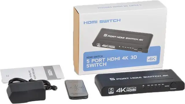 Alt view image 6 of 7 - 5 Ports HDMI Switch with Remote - HDMI Switcher 5 in 1 Out, HDMI Switcher 4K, 5 * HDMI 1.4 Port, Support 4K @30Hz TV, 3D Audio Video Sync, Plug&Play, Compatible with PS5 PS4 Xbox Fire Stick Roku etc.