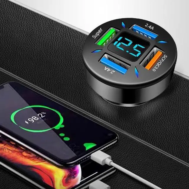 Alt view image 6 of 7 - USB Car Charger, 22.5W 4 Ports USB Fast Car Charger, USB Car Charger Fast Charge Car Charger Adapter QC3.0 & 2.4A Compatible with IOS Android Smartphones or Other USB Device