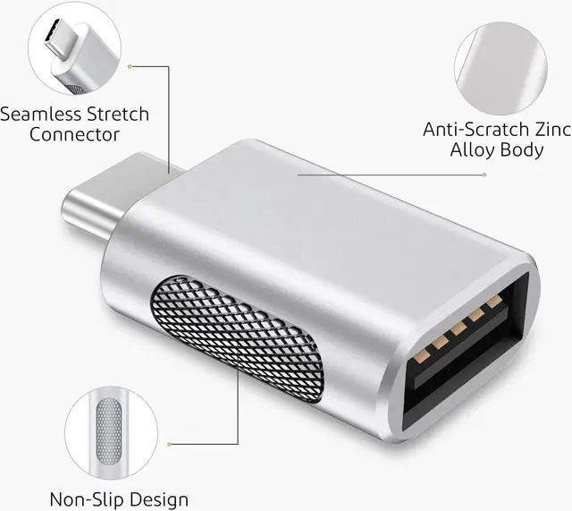 Alt view image 5 of 7 - Upgrade 10Gbps USB C to USB 3.0 OTG Adapter (4 Pack), USB Type C Male to USB A Female, Thunderbolt 4/3 to USB Converter for M-ac-Book Pro/Air, i-Pad, i-Mac and More Type C Devices - Silver