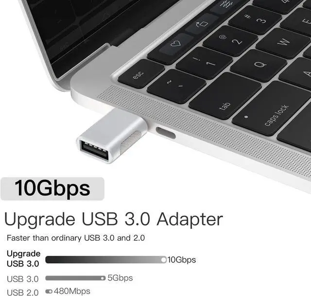Alt view image 2 of 7 - Upgrade 10Gbps USB C to USB 3.0 OTG Adapter (4 Pack), USB Type C Male to USB A Female, Thunderbolt 4/3 to USB Converter for M-ac-Book Pro/Air, i-Pad, i-Mac and More Type C Devices - Silver