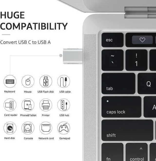 Alt view image 3 of 7 - Upgrade 10Gbps USB C to USB 3.0 OTG Adapter (4 Pack), USB Type C Male to USB A Female, Thunderbolt 4/3 to USB Converter for M-ac-Book Pro/Air, i-Pad, i-Mac and More Type C Devices - Silver