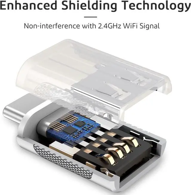 Alt view image 4 of 7 - Upgrade 10Gbps USB C to USB 3.0 OTG Adapter (4 Pack), USB Type C Male to USB A Female, Thunderbolt 4/3 to USB Converter for M-ac-Book Pro/Air, i-Pad, i-Mac and More Type C Devices - Silver