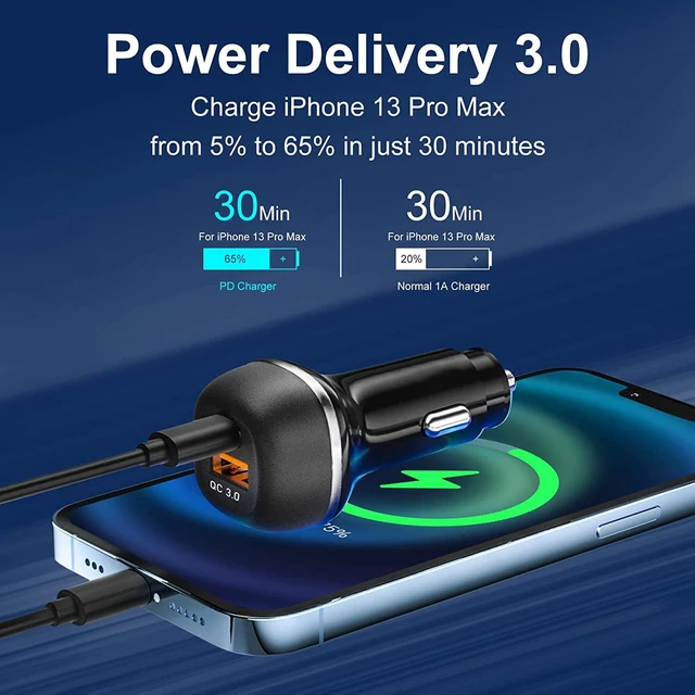 Alt view image 2 of 14 - USB C Car Charger Adapter, 48W Car Charger Fast Charging, PD&PPS&QC3.0 Fast USB Car Charger Adapter Compatible with 14 13 12 Pro Max XS, S22/21/10, Note20/10 IOS Android Smartphones