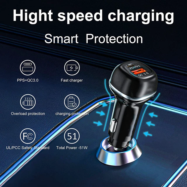 Alt view image 6 of 14 - USB C Car Charger Adapter, 48W Car Charger Fast Charging, PD&PPS&QC3.0 Fast USB Car Charger Adapter Compatible with 14 13 12 Pro Max XS, S22/21/10, Note20/10 IOS Android Smartphones