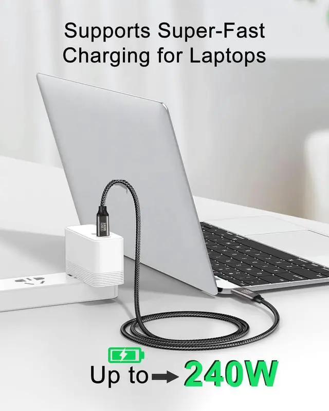 Alt view image 3 of 7 - USB C to USB C Cable 240W 6.6ft / 2M, Type C to Type C Cable, PD3.1 Fast Charging Cord Type C 48V 5A Nylon Braided Cable for M-a-c-B-o-o-k Pro i-P-a-d Pro Gal-axy S22/A10 Other USB C Devices