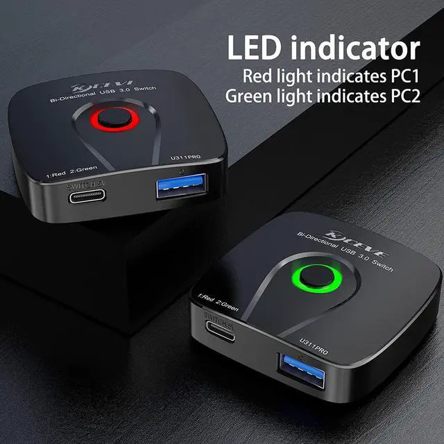 Alt view image 5 of 7 - USB 3.0 Switch, Bi-Directional USB 3.0 Switch Selector, 2 in 1 Out / 1 in 2 Out USB Switcher for 2 PCs Share 1 USB Device or 1 PC Share 2 USB Device, Come with Wired Control and 2 USB 3.0 Cables