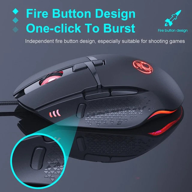 Alt view image 3 of 7 - Fire Key Design USB Wired Gaming Mouse, Gamer Mause 7200DPI Optical Mouse with 8 Buttons RGB Breathing light LED 4 Adjustable DPI levels 7200/4800/2400/1200dpi Gaming Mouse for Laptop PC