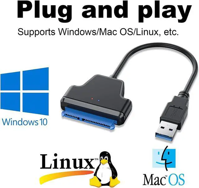 Alt view image 6 of 7 - SATA to USB Cable, USB 3.0 to SATA III Hard Driver Adapter, SATA III to USB 3.0 Cable Compatible for 2.5 inch HDD and SSD Support UASP