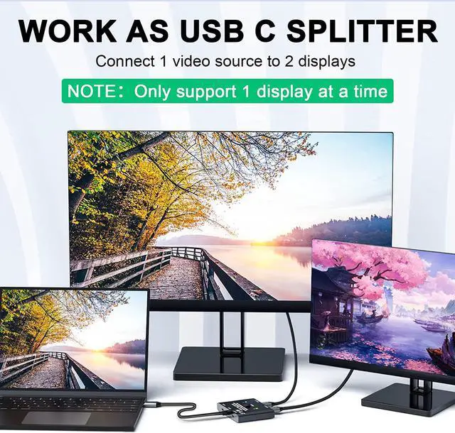 Alt view image 3 of 7 - USB C Switch, Bi-Directional USB C Switcher 2 Computers, USB Type C KVM Switch 8K@60Hz 4K@120Hz Video/10Gbps Data Transfer/100W Charging,Compatible with Thunderbolt Device, 2 USB-C Cables Included