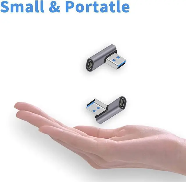 Alt view image 6 of 7 - [2 PACK] USB C to USB 3.1 Adapter 10Gbps, USB C Female to USB A Male Adapter, USB C to USB A Adapter 3.1 Gen 2, 90 Degree USB C Adapter Double Sided Charging & Sync for PC, Laptop, Quest Link