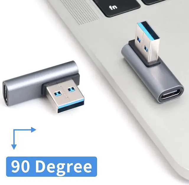 Alt view image 3 of 7 - [2 PACK] USB C to USB 3.1 Adapter 10Gbps, USB C Female to USB A Male Adapter, USB C to USB A Adapter 3.1 Gen 2, 90 Degree USB C Adapter Double Sided Charging & Sync for PC, Laptop, Quest Link