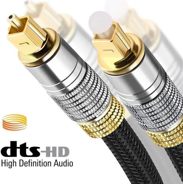 Digital Optical Audio Cable 10ft 3M, Slim Braided Digital
