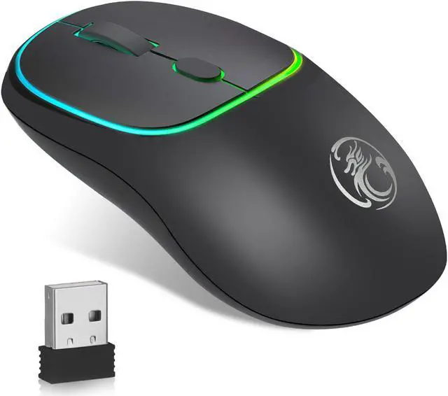 Main image of Wireless Mouse for Laptop, 2.4G Rechargeable Slim RGB Computer Mouse, Portable Ergonomic Silent Optical Mouse, Gaming Mice for Windows XP / Vista / 7 / 8 / Server 2003 / 2000 / Win10, Mac OS