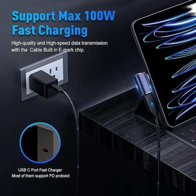 Alt view image 4 of 7 - USB C to USB C 90 Degree Adapter (2 Pack), 40Gbps Data Transfer USB Type C Male to Female Right Angle Extender for Steam Deck, Switch, Thunderbolt4, Laptop, Mobile Phone, Tablet