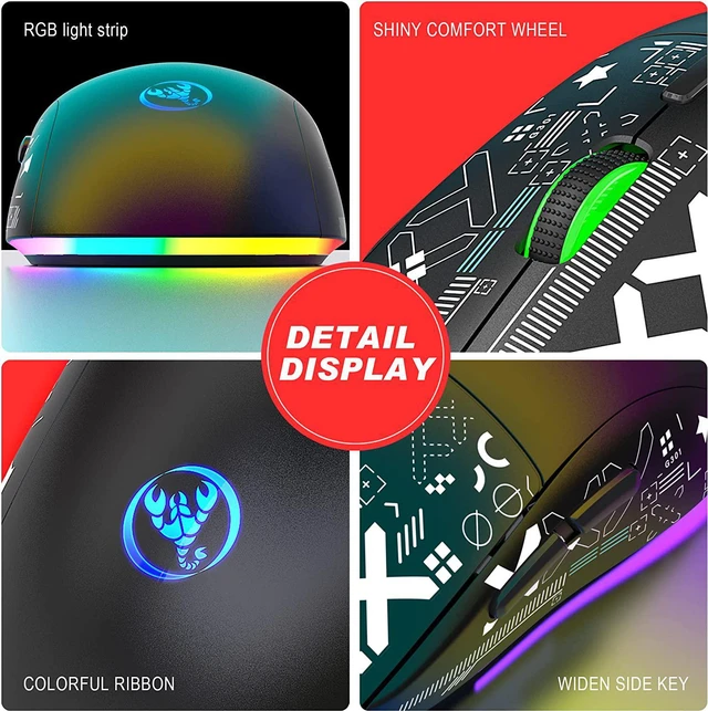 Alt view image 6 of 7 - Bluetooth Mouse Multi-Device, Rechargeable Wireless Gaming Mice, 3 Modes (BT5.0, BT3.0 and 2.4GHz) Wireless Gaming Mouse, with 800-1600-2400-3600 DPI Adjustable, RGB Rainbow Backlit for PC Laptop