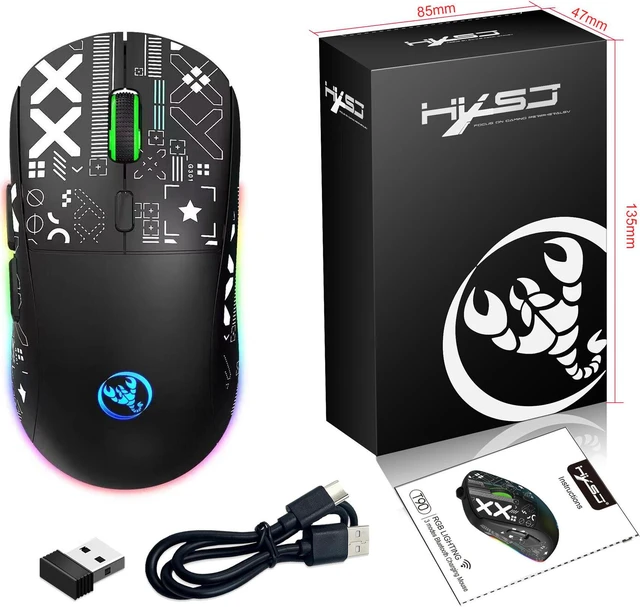 Alt view image 7 of 7 - Bluetooth Mouse Multi-Device, Rechargeable Wireless Gaming Mice, 3 Modes (BT5.0, BT3.0 and 2.4GHz) Wireless Gaming Mouse, with 800-1600-2400-3600 DPI Adjustable, RGB Rainbow Backlit for PC Laptop