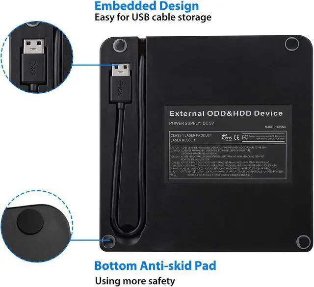 Alt view image 4 of 7 - External CD DVD Drive, Portable USB 3.0 External CD/DVD Drive Reader DVD CD RW Writer Burner Player Optical DVD Drive for Laptop, Desktop, Mac, IOS, Windows 10/8/7 / XP/ Linux/ Vista (White)