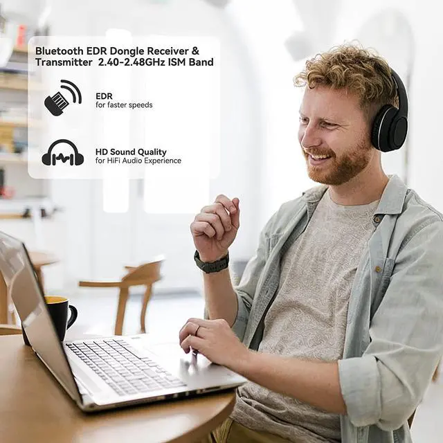 Alt view image 7 of 7 - USB Bluetooth 5.3 Adapter for PC, Plug & Play Mini Bluetooth 5.3 EDR Dongle Receiver & Transmitter Supports Windows 11/10/8.1/7 for Desktop PC Bluetooth Keyboard Mouse Printers Headsets Speakers