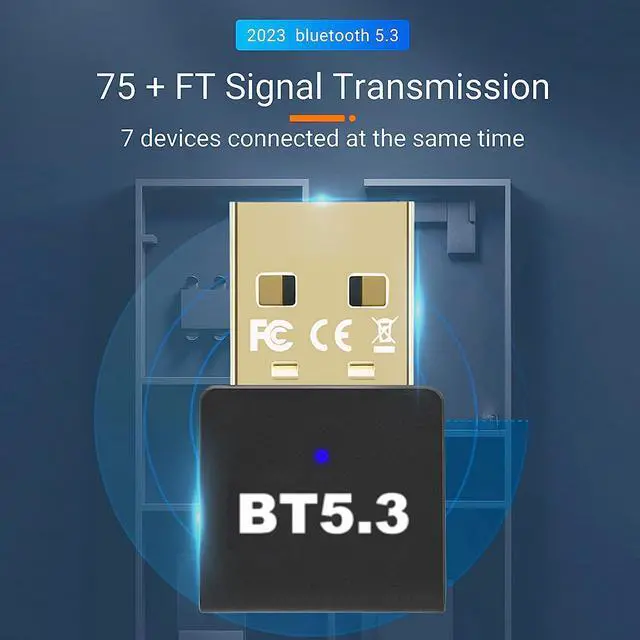 Alt view image 4 of 7 - USB Bluetooth 5.3 Adapter for PC Receiver - Plug & Play Bluetooth 5.3 EDR Dongle Transmitter for Computer Desktop Transfer for Laptop Bluetooth Headset Speaker Keyboard Mouse Windows11/10/8.1