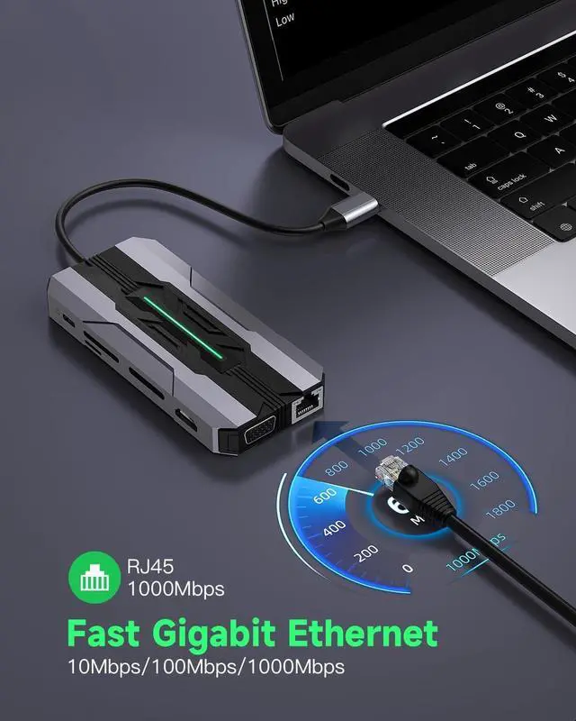 Alt view image 6 of 7 - USB C Hub Laptop Type-C Docking Station, 13 in 1 USB C Hub Multiport Adapter Dongle with 4K HDMI, VGA, 100W PD Charging, Ethernet, SD/TF, 2*USB 3.0&USB 2.0, 1*USB C, Mic/Audio for Laptop Mac-book