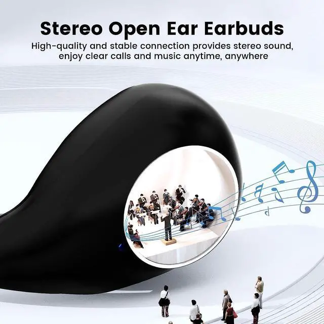 Alt view image 6 of 7 - Open Ear Clip Headphones, True Wireless Earbuds Bluetooth 5.3, Sports Earbuds Built-in Microphone with Earhooks & Ear Hook, Wireless Charging Case & Display, Waterproof Fitness Earbuds for Running