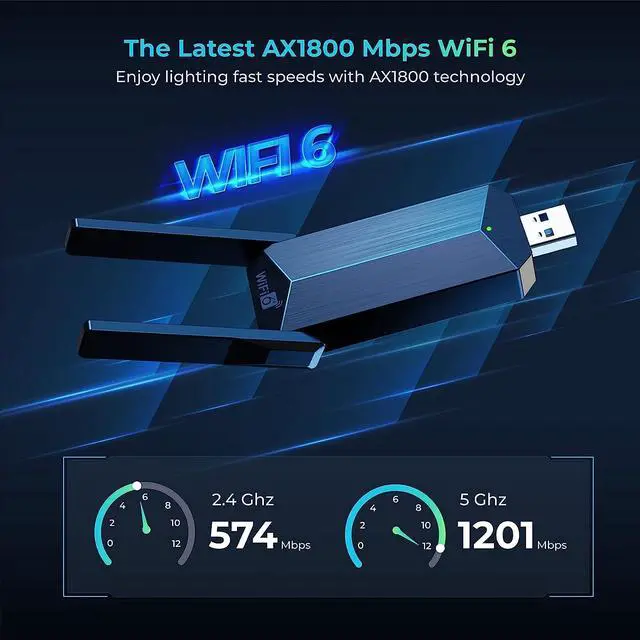 Alt view image 5 of 7 - USB WiFi 6 WiFi Adapter, AX1800 USB 3.0 Dual Band (5G & 2.4G) WiFi Dongle USB Wireless Adapter with 1800Mbps, 802.11AC Wireless Network Dongle High Gain Antennas for Win 10/11 Only
