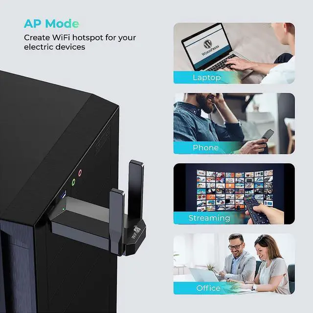 Alt view image 3 of 7 - USB WiFi 6 WiFi Adapter, AX1800 USB 3.0 Dual Band (5G & 2.4G) WiFi Dongle USB Wireless Adapter with 1800Mbps, 802.11AC Wireless Network Dongle High Gain Antennas for Win 10/11 Only