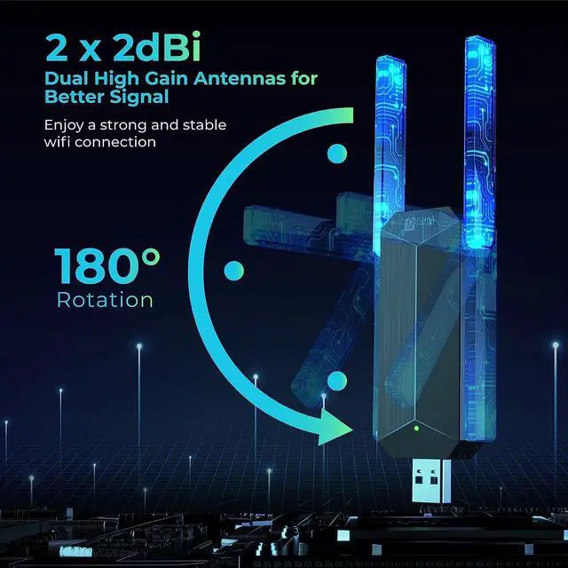 Alt view image 6 of 7 - USB WiFi 6 WiFi Adapter, AX1800 USB 3.0 Dual Band (5G & 2.4G) WiFi Dongle USB Wireless Adapter with 1800Mbps, 802.11AC Wireless Network Dongle High Gain Antennas for Win 10/11 Only