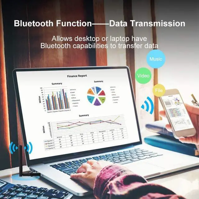 Alt view image 6 of 7 - USB Bluetooth Adapter 5.3 , Long-Distance Bluetooth 5.3 Dongle PC, 100M Audio Transmission, Low Latency EDR Bluetooth Receiver for Bluetooth Keyboard Mouse, Support Windows 10/11/8.1 (Plug and Play)