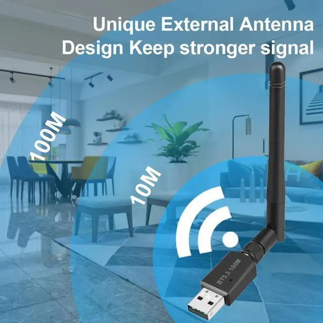 Alt view image 5 of 7 - USB Bluetooth Adapter 5.3 , Long-Distance Bluetooth 5.3 Dongle PC, 100M Audio Transmission, Low Latency EDR Bluetooth Receiver for Bluetooth Keyboard Mouse, Support Windows 10/11/8.1 (Plug and Play)