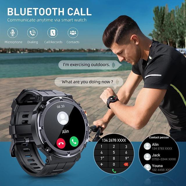 Alt view image 2 of 7 - Sport Smart Watch, 5ATM Waterproof Military Smart Watches for Men with Bluetooth Call (Answer/Dial Call), 1.39'' Outdoor Tactical Fitness Tracker Smartwatch with 111 Sports Moeds for Android iOS Phone