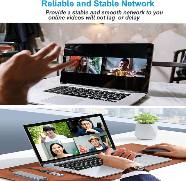 Alt view image 5 of 7 - USB 3.0 & USB C Ethernet Adapter, 3 Port USB 3.0 Hub with RJ45 1000Mbps Ethernet Converter, Upgrade Aluminum Shell USB 3.0 Hub with Gigabit Ethernet Port for PC Laptop with Windows Mac OS