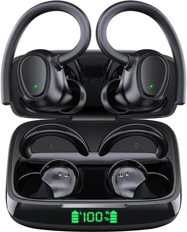 Main image of True Wireless Earbuds, Bluetooth 5.3 TWS Ear Buds 42Hrs Playtime Bluetooth Headphones with Charging Case Stereo Bass Over-Ear Earphones with Earhooks Built-in Mic Waterproof Headset for Sports