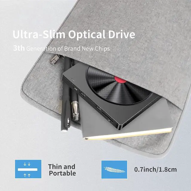 Alt view image 6 of 7 - External CD/DVD Drive for Laptop, 6 IN 1 USB 3.0 Ultra-Slim DVD player for laptop, CD ROM Burner Writer External Disk Optical Drive Compatible with Laptop Desktop PC M-a-c-Book Windows Linux MacOS