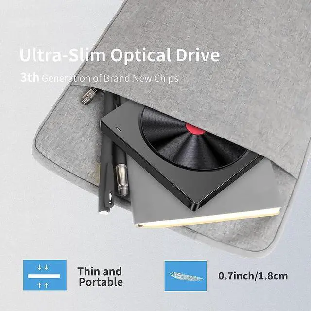 Alt view image 6 of 7 - External CD Drive, DVD Drive CD/DVD +/-RW ROM Burner, USB 3.0 Type C CD Reader Rewriter, Portable Slim DVD Player for Laptop Ma-c-book Pro Air PC i-M-ac Windows XP/Vista/7/8/10/11, MacOS