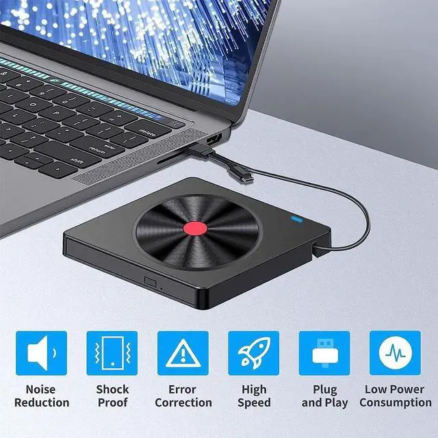 Alt view image 5 of 7 - External CD Drive, DVD Drive CD/DVD +/-RW ROM Burner, USB 3.0 Type C CD Reader Rewriter, Portable Slim DVD Player for Laptop Ma-c-book Pro Air PC i-M-ac Windows XP/Vista/7/8/10/11, MacOS