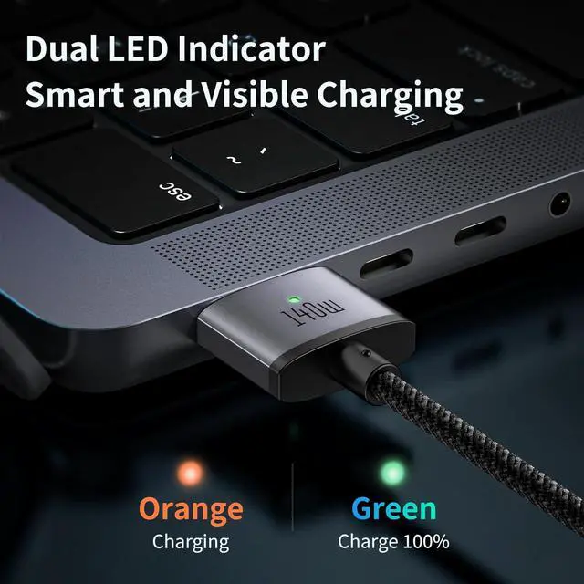 Alt view image 7 of 7 - 140W USB-C to Magnetic 3 Cable, Compatible with M-a-c-B-o-o-k Pro 2021 M1 Pro & Max Chip 14" 16", M-a-c-B-o-o-k Air 2022 M2, Pro 2023 M2 Pro & Max Chip 14" 16", Safe 3 Cable for M-a-c-B-o-o-k - 6.6ft