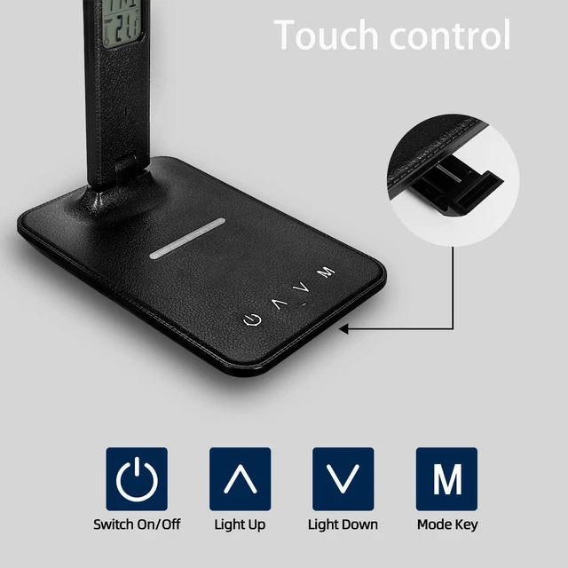 Alt view image 6 of 7 - LED Desk lamp, LED Lamp with Wireless Charger, USB Charger Port, Touch Control, 3 Color Modes, 5 Brightness Levels, Eye-Protecting Table Lamp, Led Desk Lights for Bedroom, Home, Office, Black