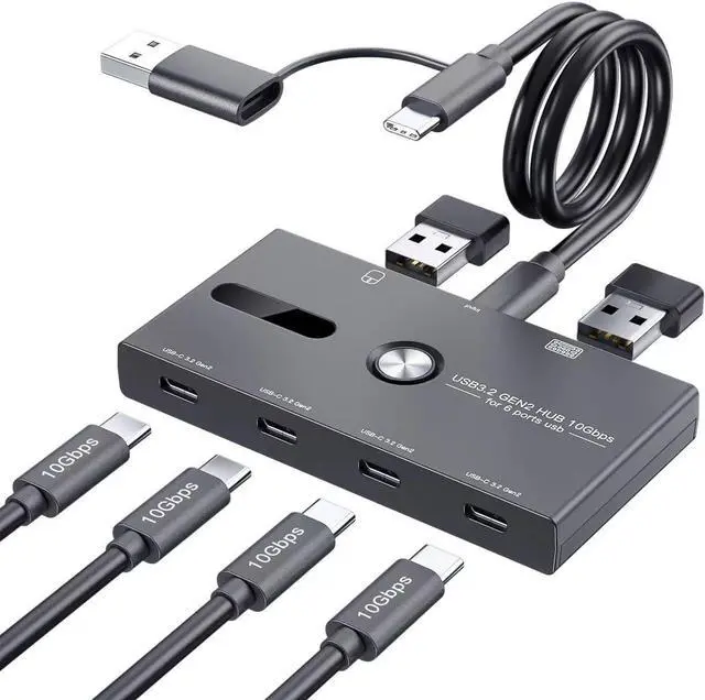 Main image of 10Gbps USB 3.2 Gen 2 USB C Hub, 6 Ports USB C Splitter, USB C to USB C and USB A Hub for PC, Laptop, Mac-Book Pro/Air, i-Mac, Surface Pro, Chro-m-e-book, Etc (HUB ONLY, Not Support Charging/Monitor)
