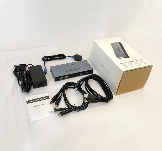 Alt view image 6 of 7 - 4K Seamless HDMI KVM Switch 2 Port w/PIP POP, HDMI KVM Switch 2 in 1 Out Support 4K @30Hz YUV 4:4:4, HDCP1.4, Hotkey, PC Keyboard Mouse Switcher for 2 HDMI Computers w/2 USB HDMI KVM Cables