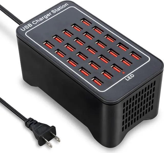 Main image of USB Charging Station, 25 Port 125W(25A) USB Charger Station, Travel Desktop USB Rapid Charger, Multi Ports Fast Charging Station Organizer Compatible with Smartphones, Tables, and More Devices