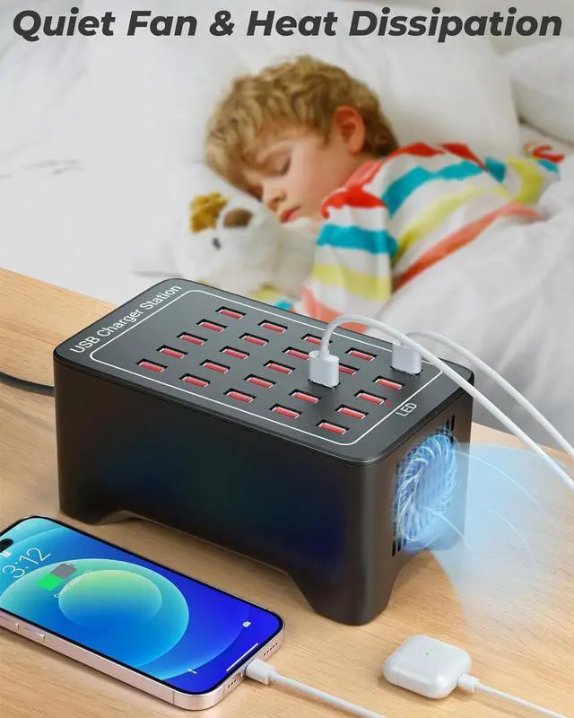 Alt view image 6 of 7 - USB Charging Station, 25 Port 125W(25A) USB Charger Station, Travel Desktop USB Rapid Charger, Multi Ports Fast Charging Station Organizer Compatible with Smartphones, Tables, and More Devices