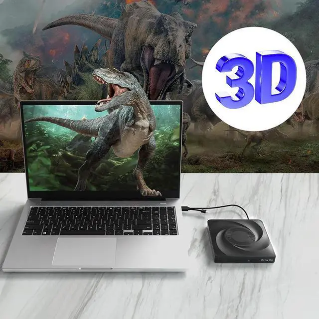 Alt view image 5 of 7 - External Blu-ray Drive, USB 3.0 and Type-C External Blu-Ray Burner Slim 3D Optical Blu-Ray DVD CD Drive Compatible with Windows XP/7/8/10 MacOS for Laptop Desktop