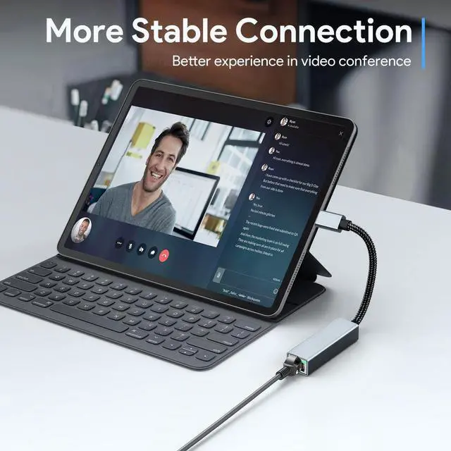 Alt view image 6 of 7 - USB C to Ethernet Adapter, Driver Free Gigabit RJ45 to USB C [Thunderbolt 3/4 Compatible] Ethernet LAN Network Adapter, Compatible with Mac-Book Pro 2020/2019/2018, i-Pad Pro, D-ell XPS, Surface..