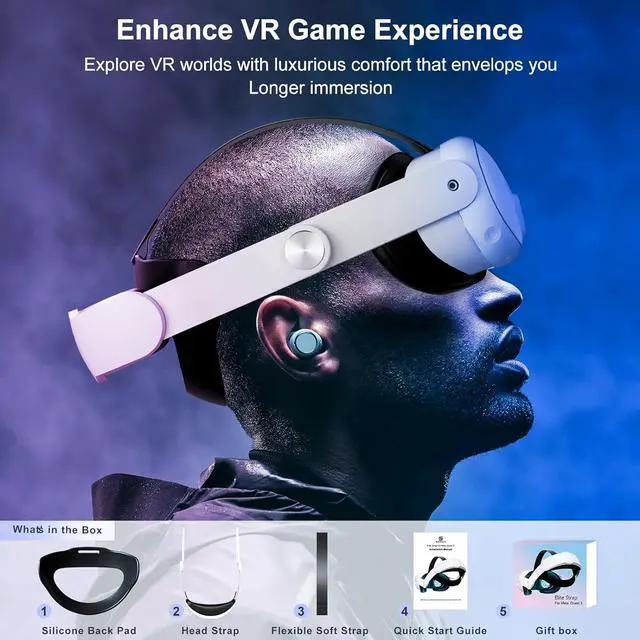 Alt view image 7 of 7 - Head Strap for Meta Quest 3, Comfort Adjustable Elite Strap Replacement for O-culus Quest 3 Reduce Pressure, Soft Cushion VR Headset Accessories For Longer immersion in Virtual Reality Video Games